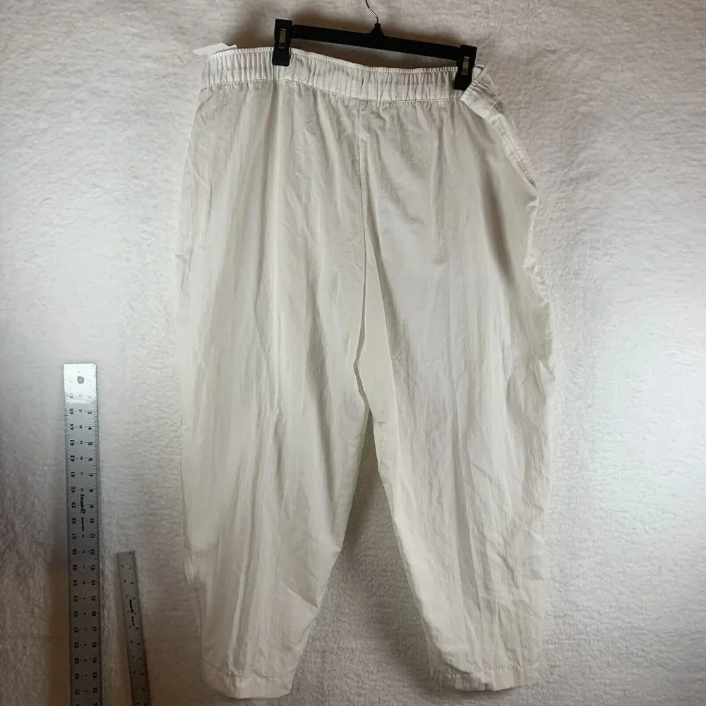 Nike Panel‎ Pants Women's 2XL White Track Loose Fit High-Rise Elastic Waist 7265